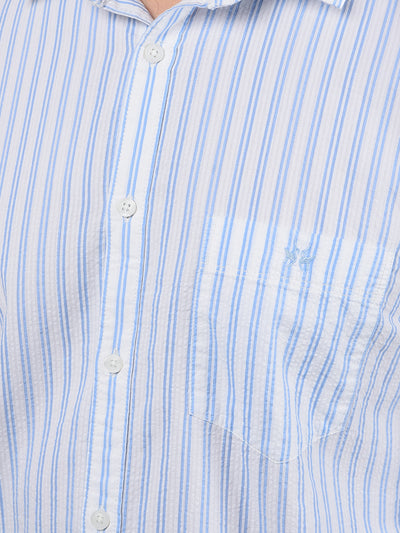 Blue Vertical Stripes 100% Cotton Shirt-Men Shirts-Crimsoune Club