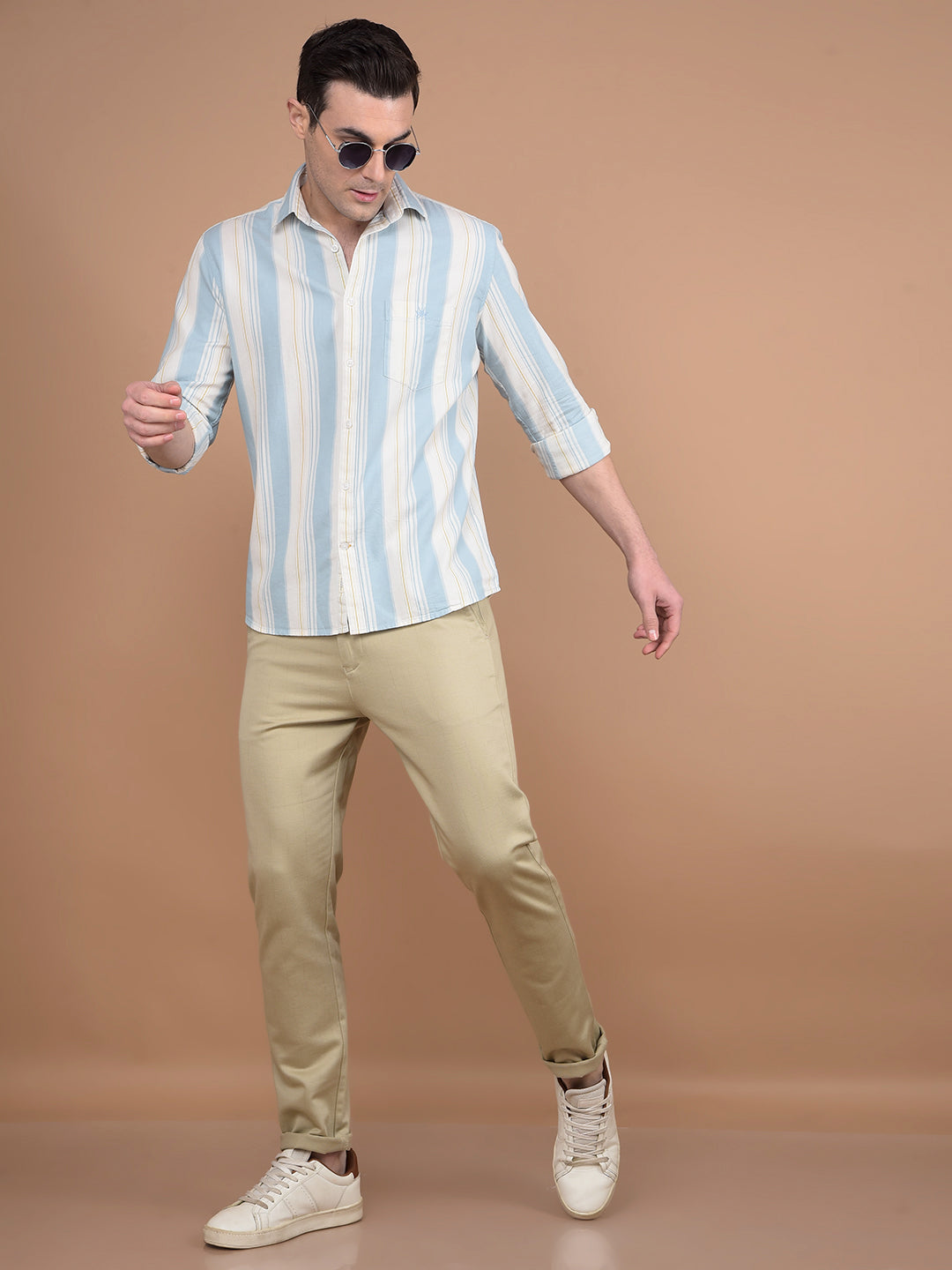 Blue Vertical Stripes 100% Cotton Shirt-Men Shirts-Crimsoune Club