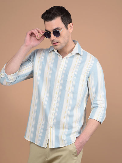 Blue Vertical Stripes 100% Cotton Shirt-Men Shirts-Crimsoune Club