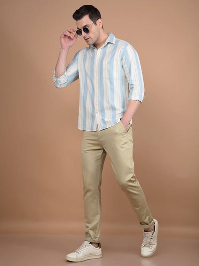 Blue Vertical Stripes 100% Cotton Shirt-Men Shirts-Crimsoune Club