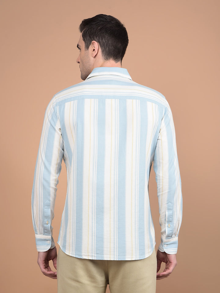 Blue Vertical Stripes 100% Cotton Shirt-Men Shirts-Crimsoune Club