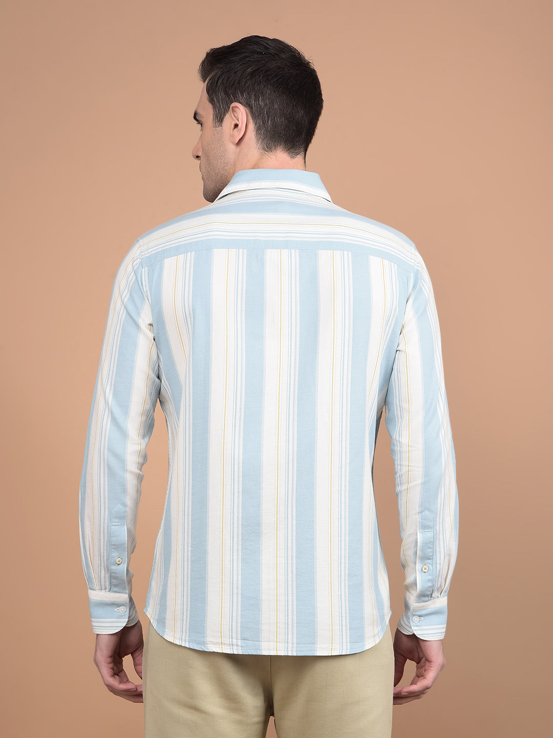 Blue Vertical Stripes 100% Cotton Shirt-Men Shirts-Crimsoune Club