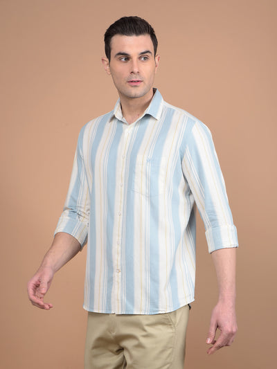 Blue Vertical Stripes 100% Cotton Shirt-Men Shirts-Crimsoune Club