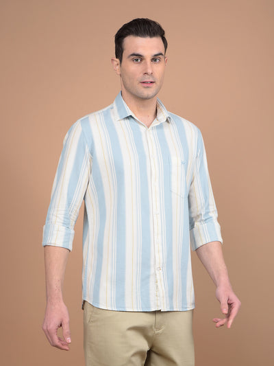 Blue Vertical Stripes 100% Cotton Shirt-Men Shirts-Crimsoune Club