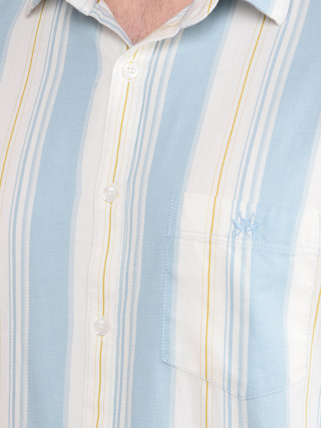 Blue Vertical Stripes 100% Cotton Shirt-Men Shirts-Crimsoune Club