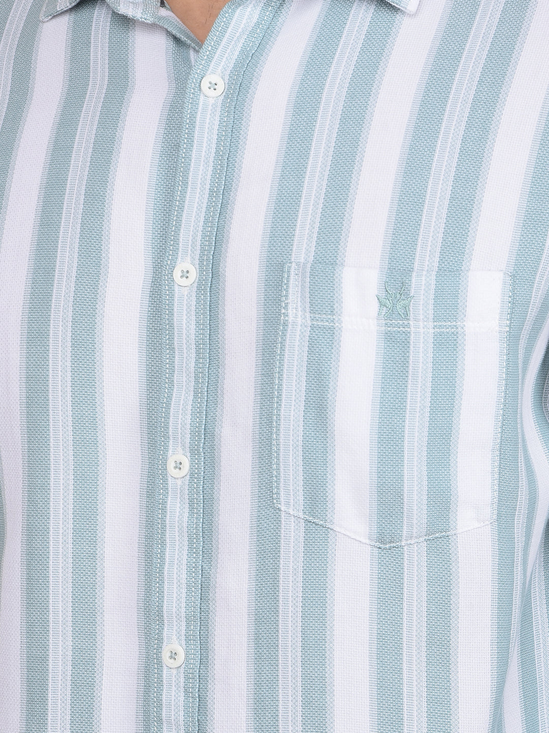 Green Vertical Stripes 100% Cotton Knitted Shirt-Men Shirts-Crimsoune Club