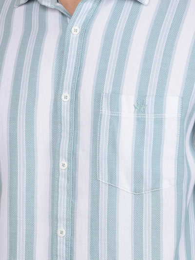 Green Vertical Stripes 100% Cotton Knitted Shirt-Men Shirts-Crimsoune Club