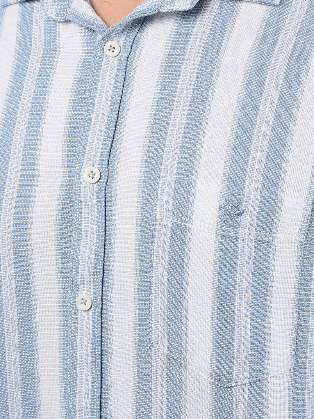 Blue Vertical Stripes 100% Cotton Shirt-Men Shirts-Crimsoune Club