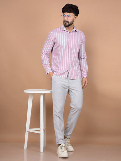 Pink Vertical Stripes 100% Cotton Shirt-Men Shirts-Crimsoune Club