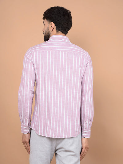 Pink Vertical Stripes 100% Cotton Shirt-Men Shirts-Crimsoune Club