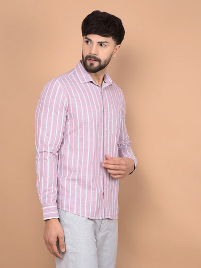 Pink Vertical Stripes 100% Cotton Shirt-Men Shirts-Crimsoune Club