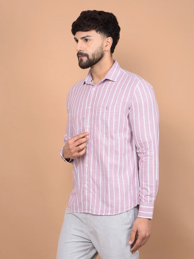 Pink Vertical Stripes 100% Cotton Shirt-Men Shirts-Crimsoune Club