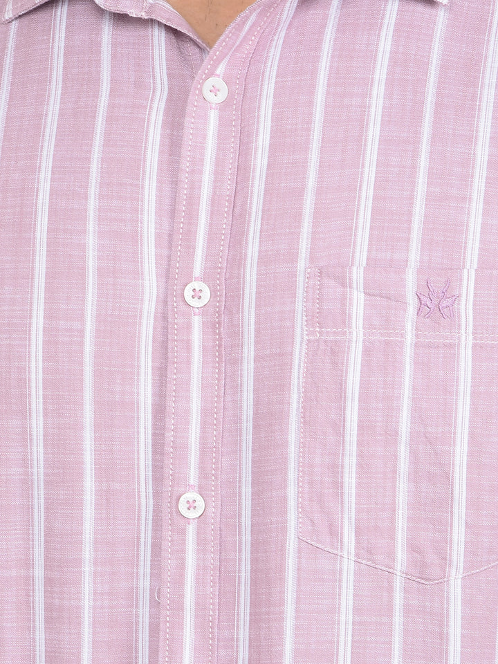 Pink Vertical Stripes 100% Cotton Shirt-Men Shirts-Crimsoune Club