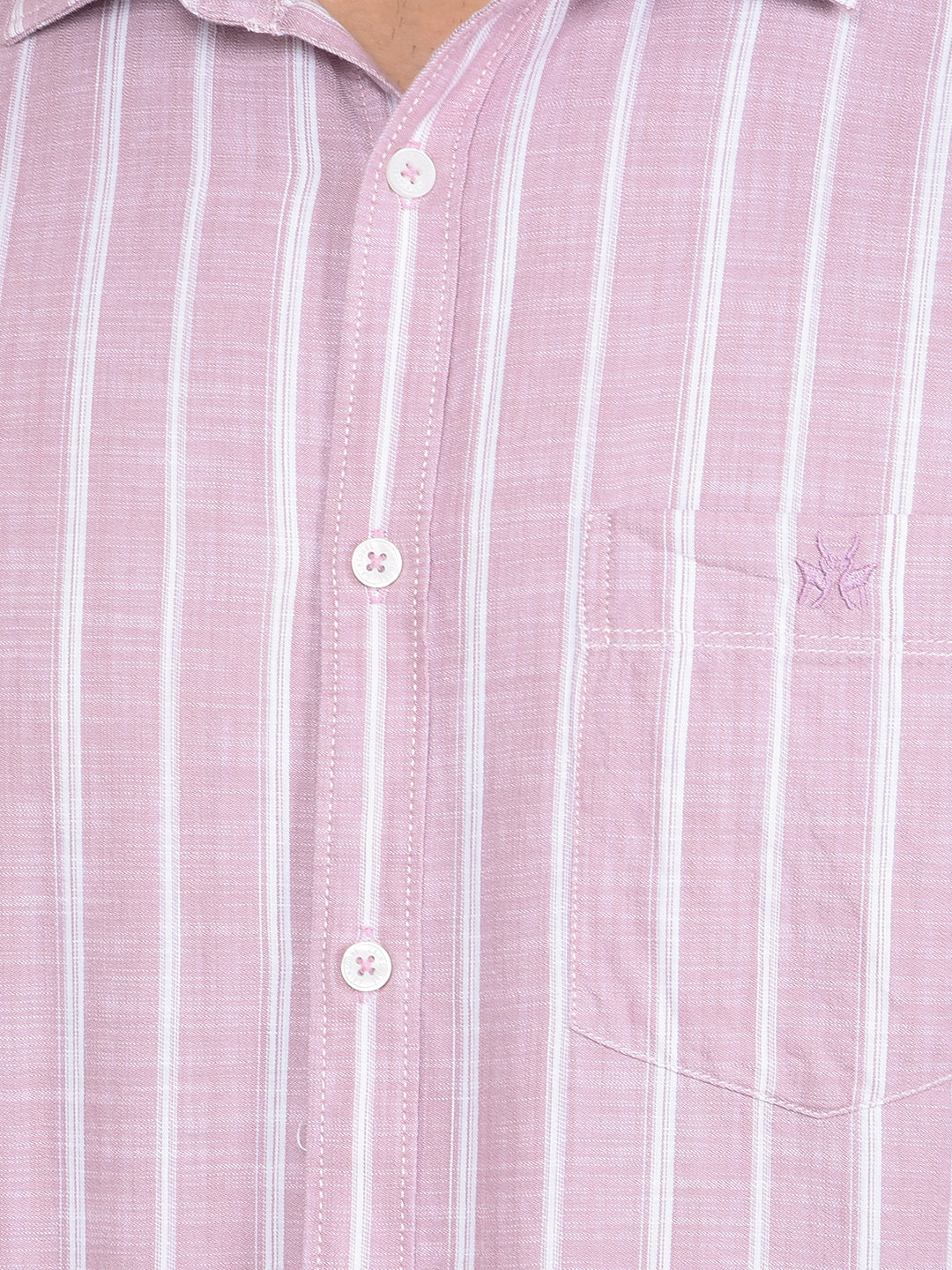 Pink Vertical Stripes 100% Cotton Shirt-Men Shirts-Crimsoune Club