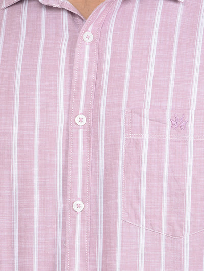 Pink Vertical Stripes 100% Cotton Shirt-Men Shirts-Crimsoune Club