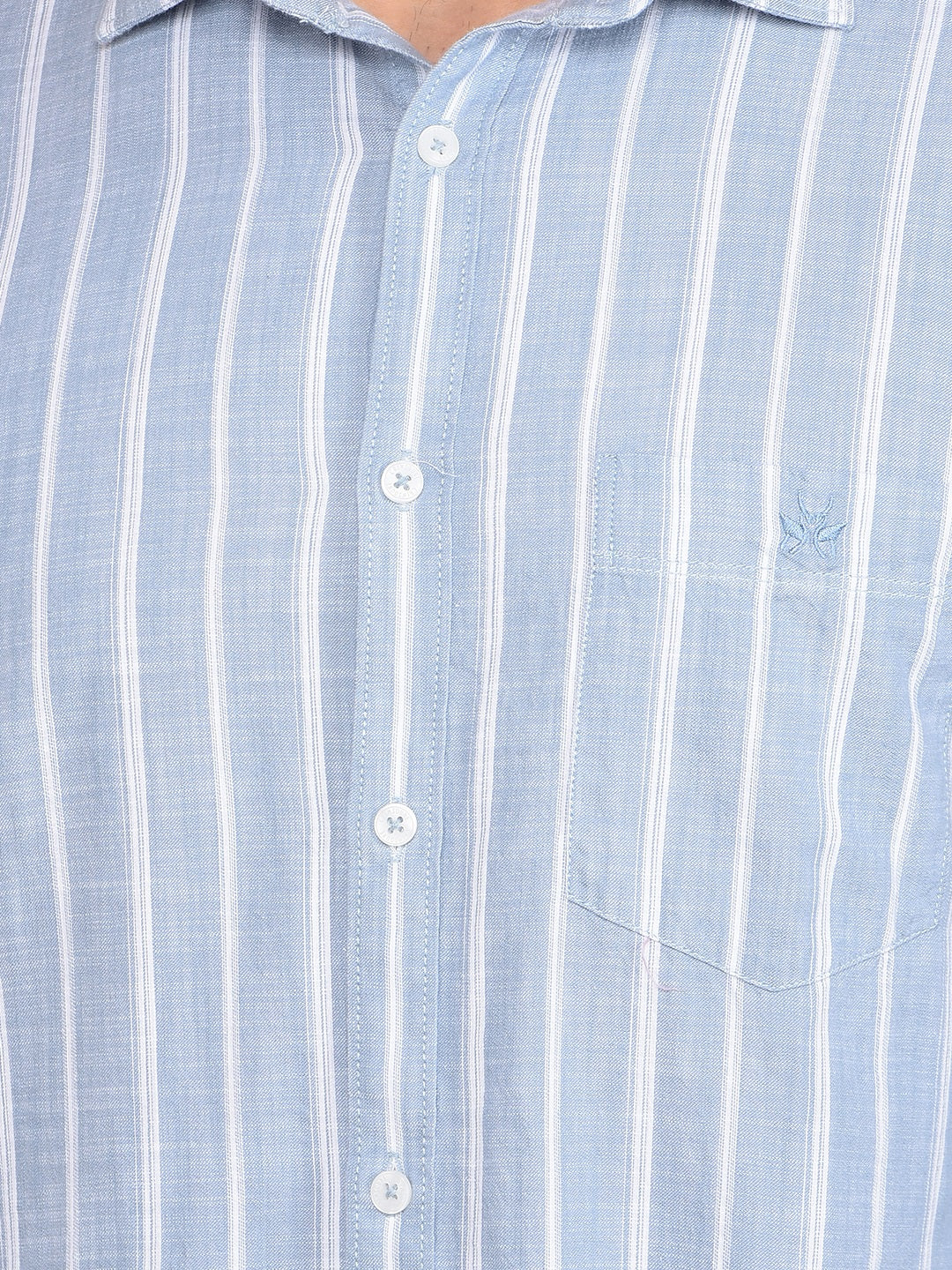 Blue Vertical Stripes 100% Cotton Shirt-Men Shirts-Crimsoune Club