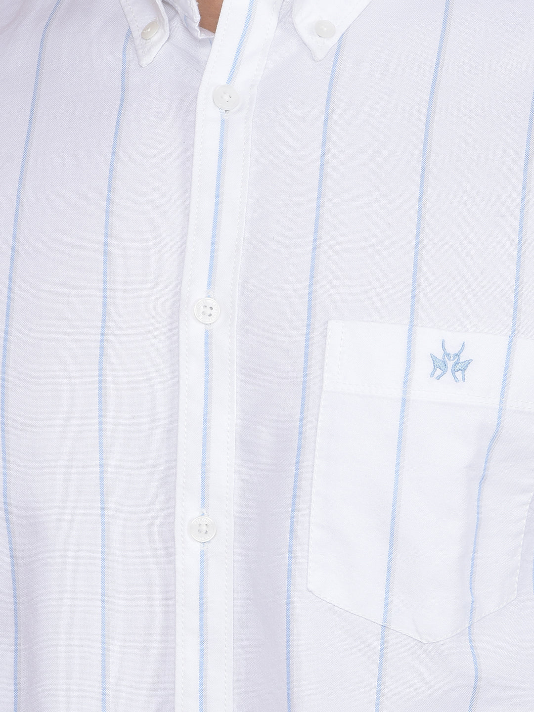 White Vertical Stripes 100% Cotton Button-Down Collar Shirt-Men Shirts-Crimsoune Club