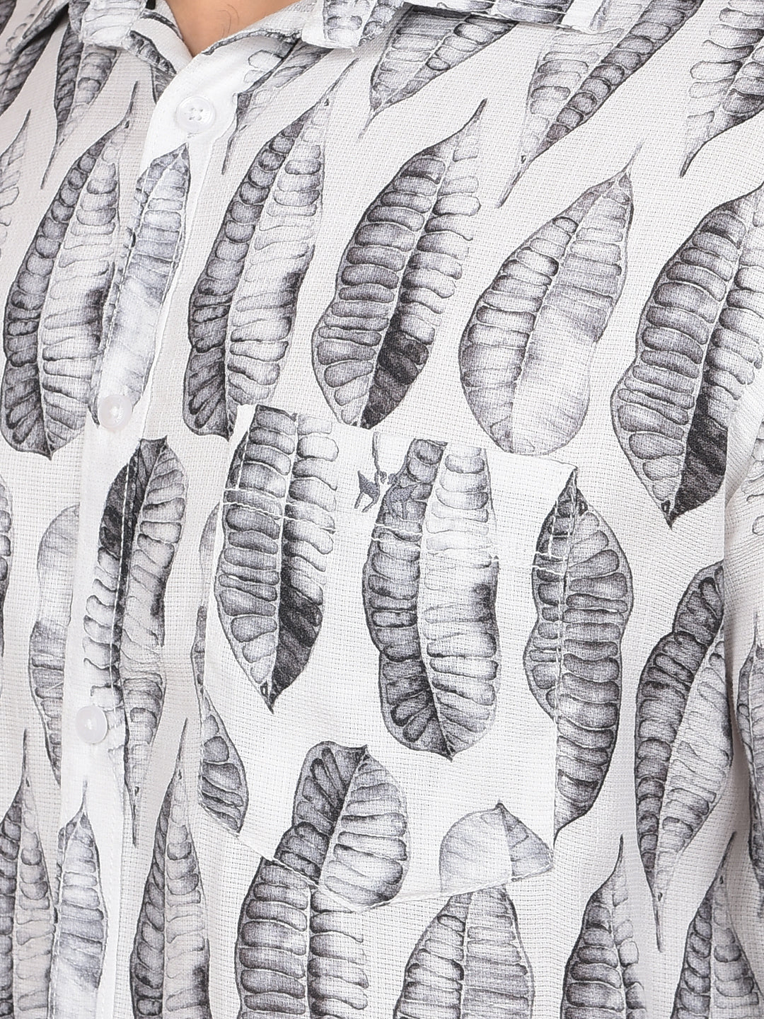 White Floral Print Shirt-Men Shirts-Crimsoune Club