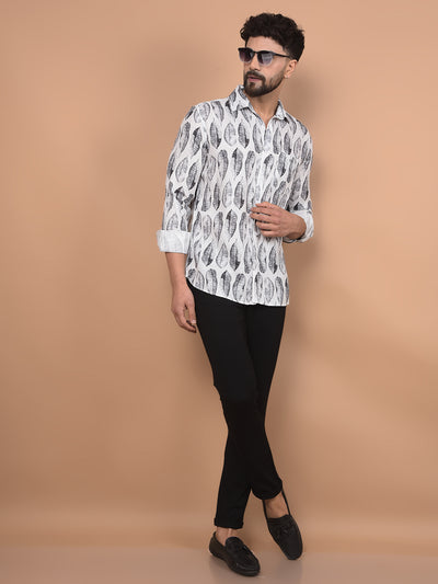 White Floral Print Shirt-Men Shirts-Crimsoune Club