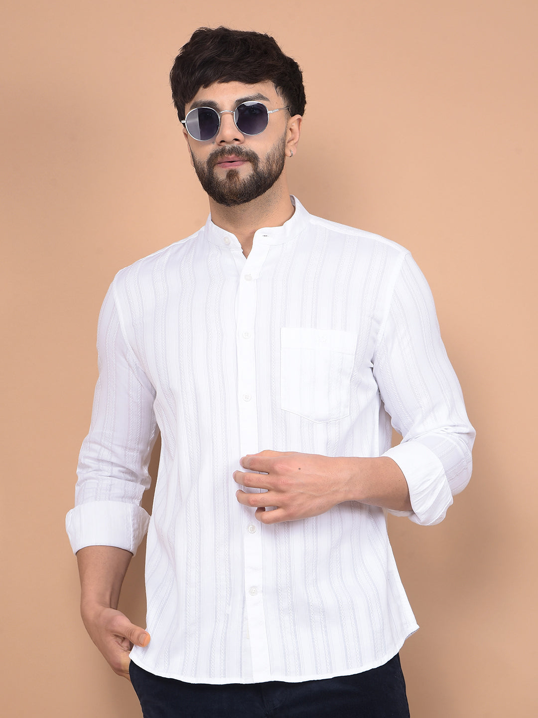 White 100% Cotton Shirt-Men Shirts-Crimsoune Club