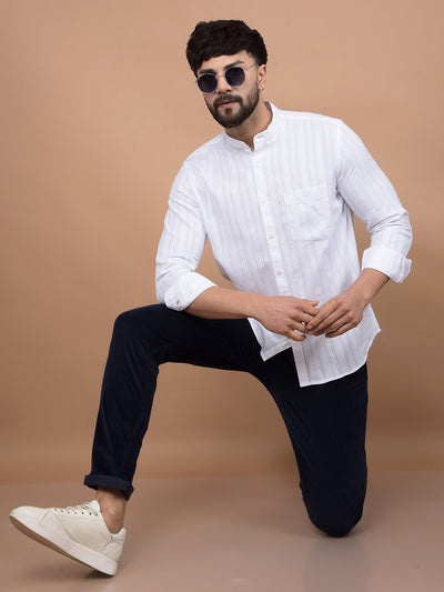 White 100% Cotton Shirt-Men Shirts-Crimsoune Club