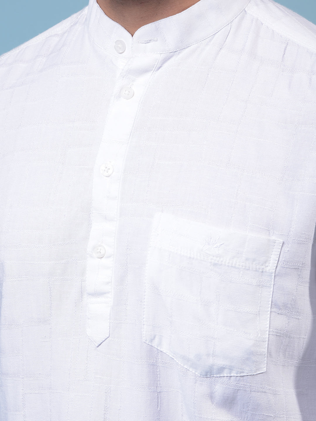Men's White Embroidered Linen Kurta-Men Kurtas-Crimsoune Club