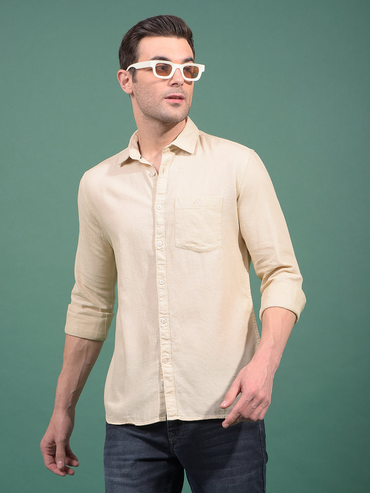 Beige Knitted Shirt-Men Shirts-Crimsoune Club