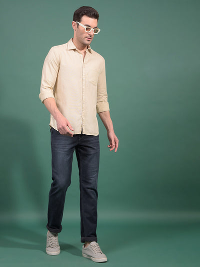 Beige Knitted Shirt-Men Shirts-Crimsoune Club
