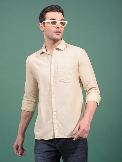 Beige Knitted Shirt-Men Shirts-Crimsoune Club