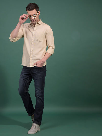 Beige Knitted Shirt-Men Shirts-Crimsoune Club