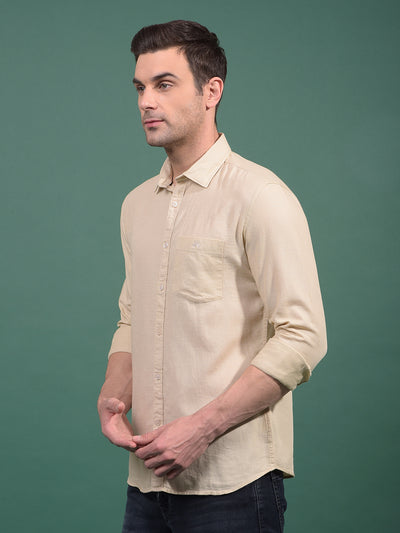 Beige Knitted Shirt-Men Shirts-Crimsoune Club