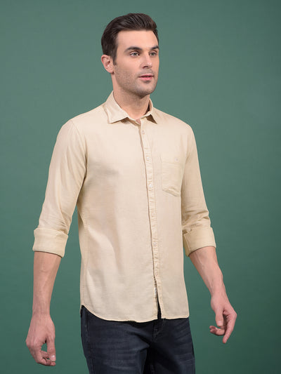 Beige Knitted Shirt-Men Shirts-Crimsoune Club