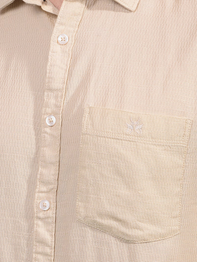 Beige Knitted Shirt-Men Shirts-Crimsoune Club