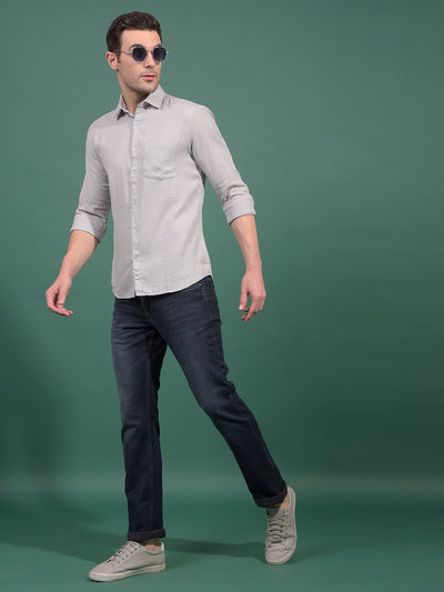 Grey Knitted Shirt-Men Shirts-Crimsoune Club