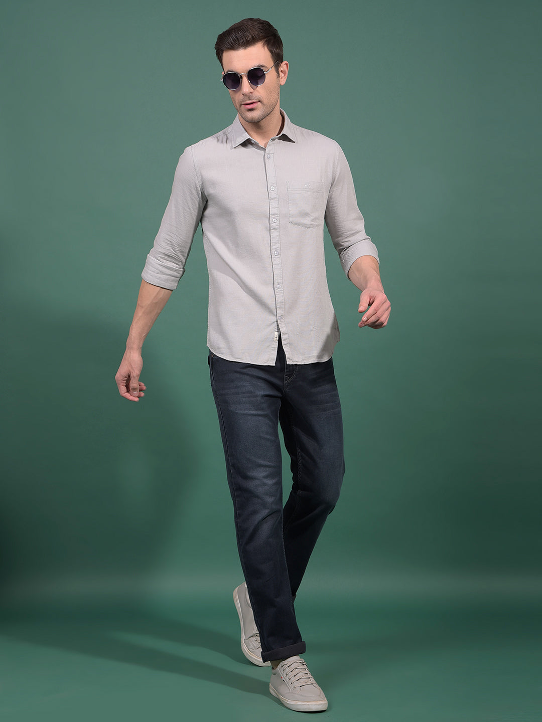 Grey Knitted Shirt-Men Shirts-Crimsoune Club