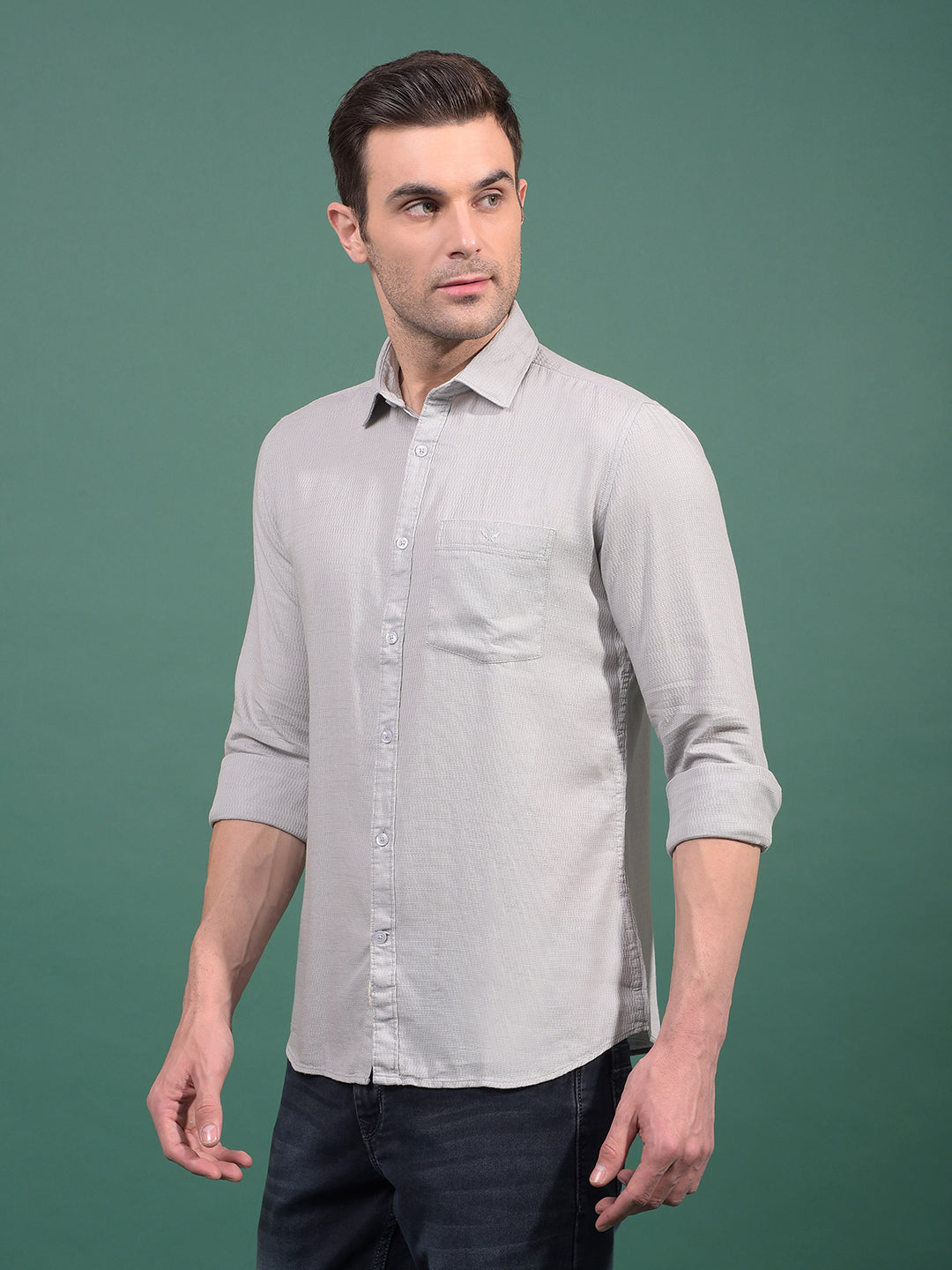 Grey Knitted Shirt-Men Shirts-Crimsoune Club