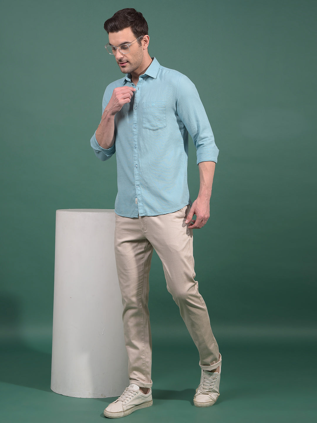 Green Knitted Shirt-Men Shirts-Crimsoune Club