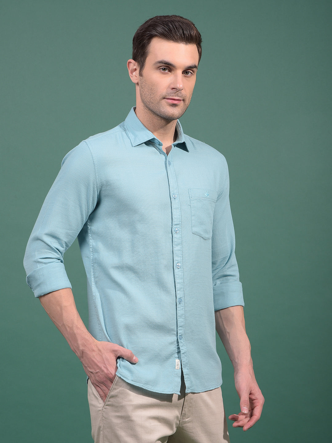 Green Knitted Shirt-Men Shirts-Crimsoune Club