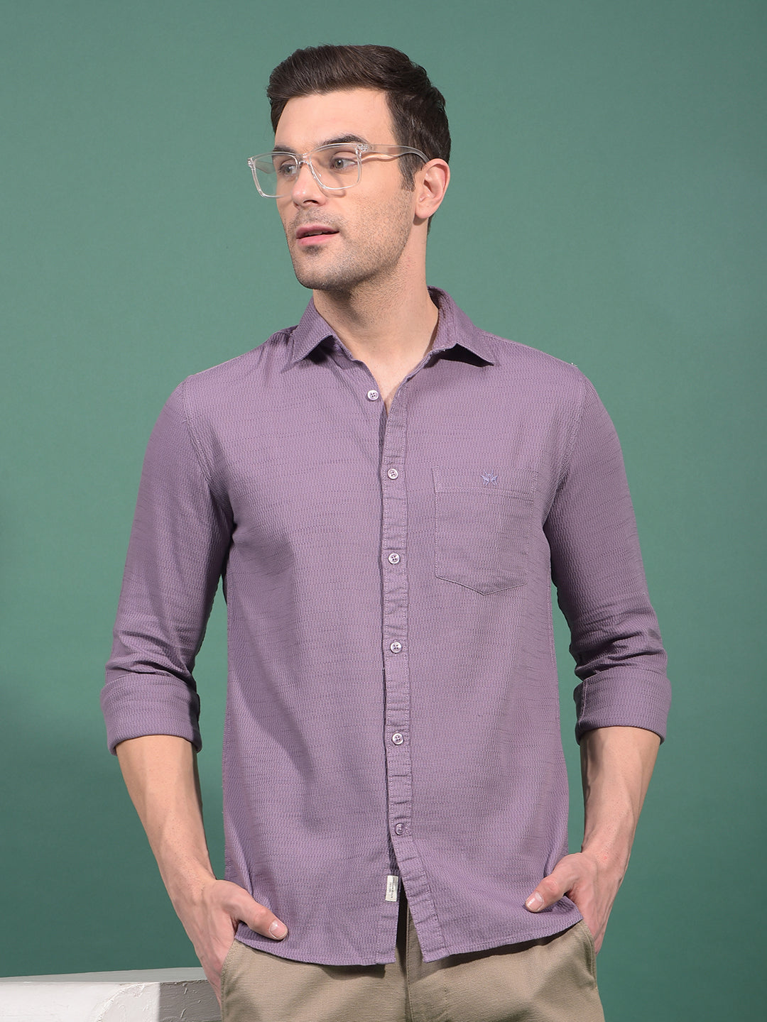 Purple Knitted Shirt-Men Shirts-Crimsoune Club