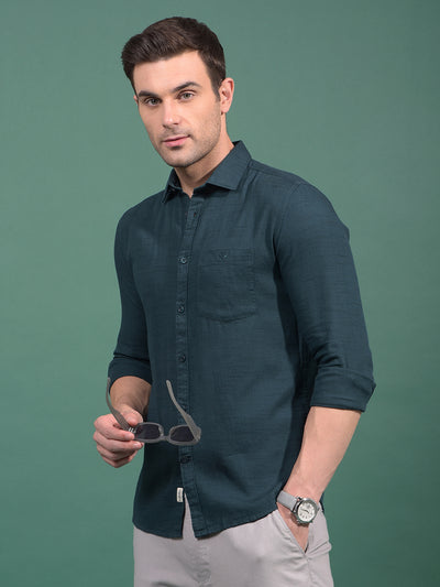 Green Knitted Shirt-Men Shirts-Crimsoune Club