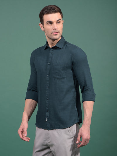 Green Knitted Shirt-Men Shirts-Crimsoune Club