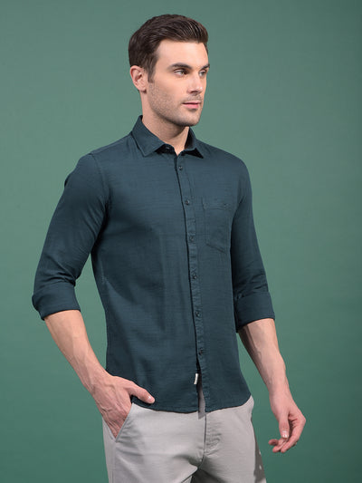 Green Knitted Shirt-Men Shirts-Crimsoune Club