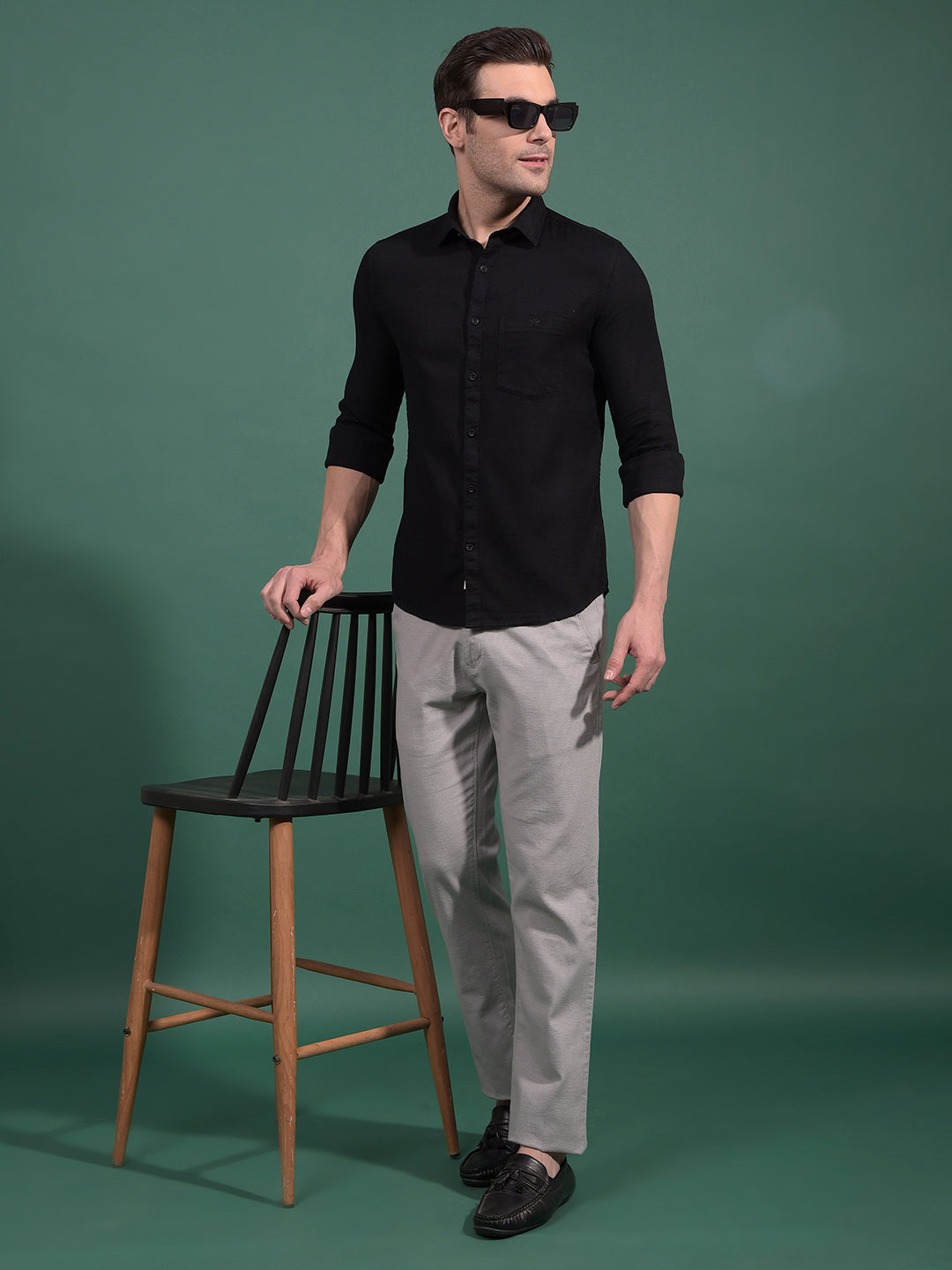 Black Knitted Shirt-Men Shirts-Crimsoune Club