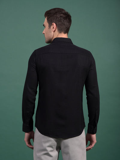 Black Knitted Shirt-Men Shirts-Crimsoune Club