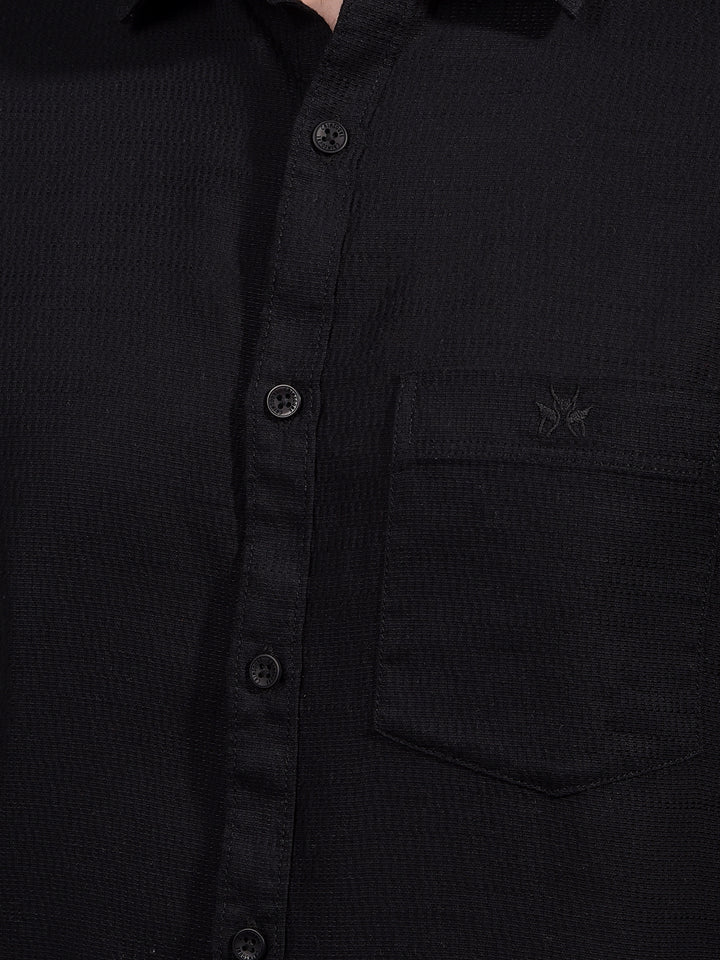 Black Knitted Shirt-Men Shirts-Crimsoune Club