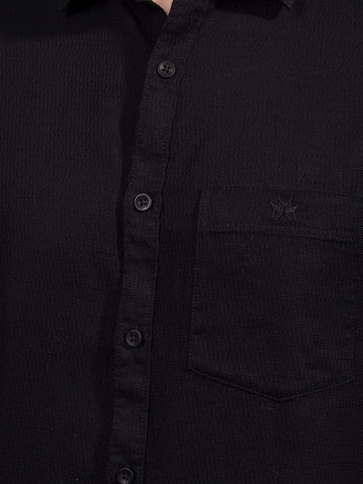 Black Knitted Shirt-Men Shirts-Crimsoune Club