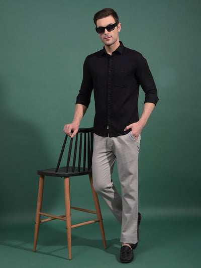 Black Knitted Shirt-Men Shirts-Crimsoune Club