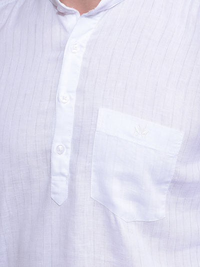 White Linen Kurta-Men Kurtas-Crimsoune Club