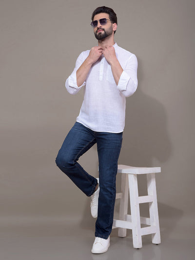 White Linen Kurta-Men Kurtas-Crimsoune Club