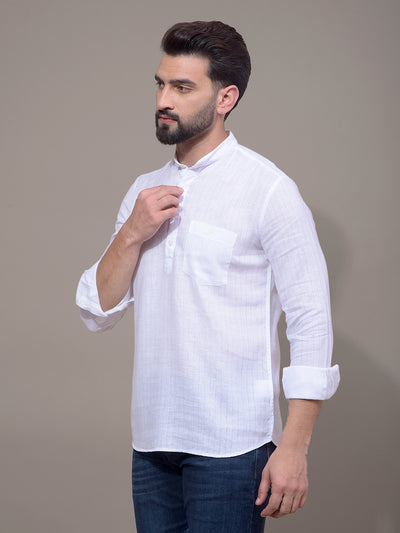 White Linen Kurta-Men Kurtas-Crimsoune Club